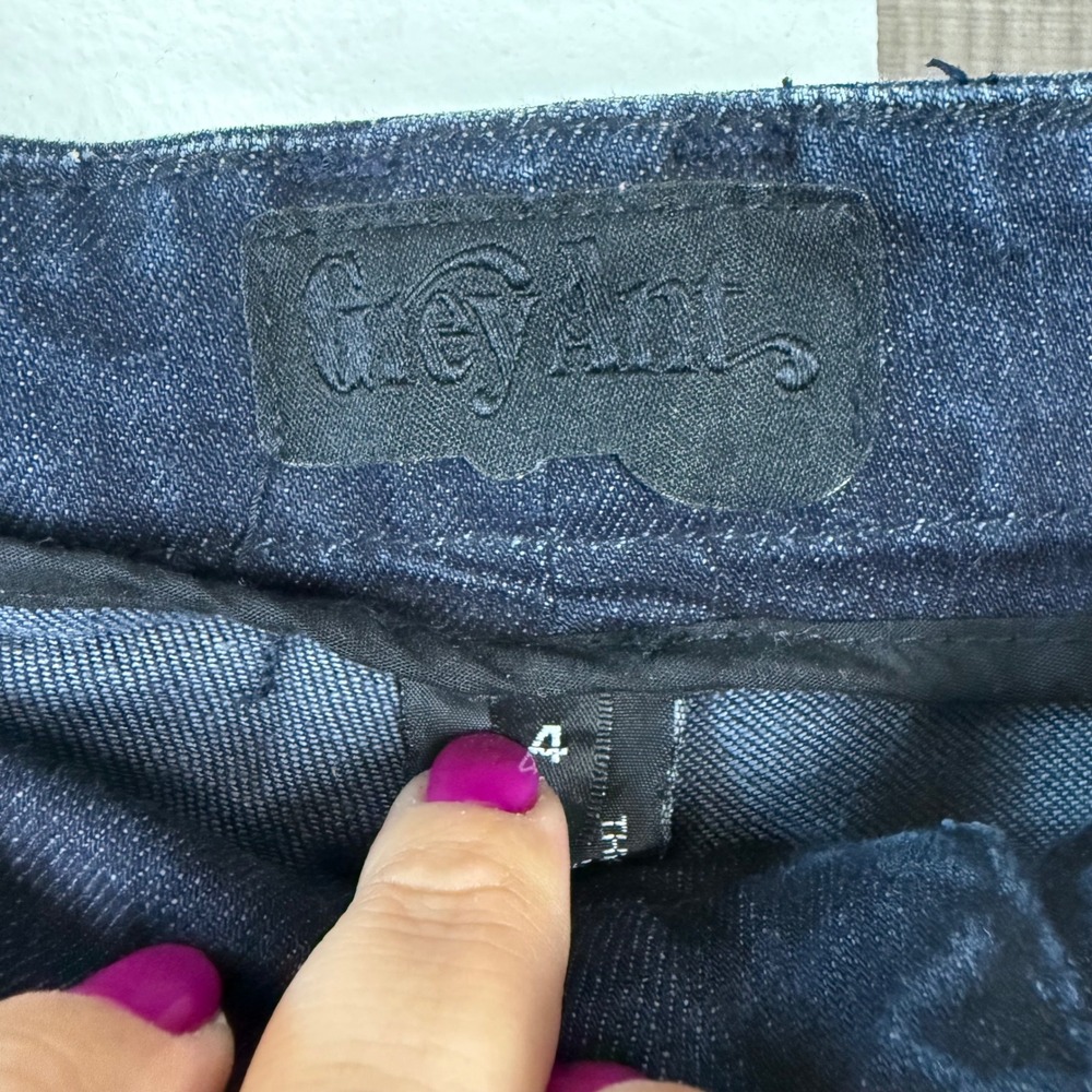 Grey Ant Dark Wash Flare Wide Leg Jeans 70s Bell Bottom High Waisted Size 4 - Picture 8 of 9